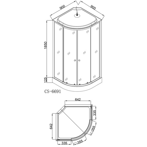 Душевая кабина Loranto CS-6691 G 90х90 см, хром/тонированное - фото 3