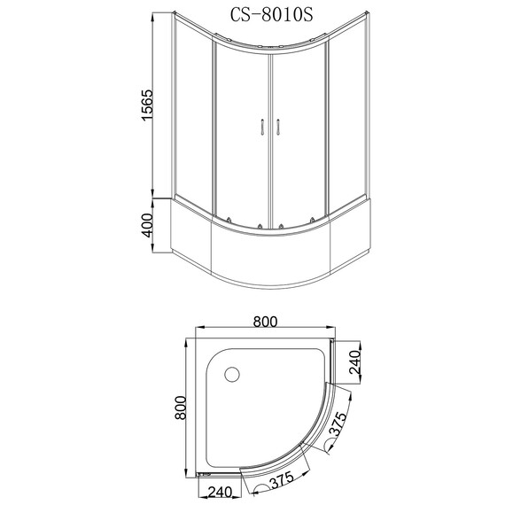 Душевое ограждение Loranto CS-8010S 80х80 см, сатин/матовое - фото 3