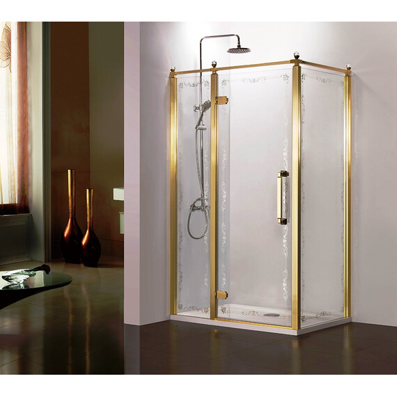 Душевое ограждение Azario Ontario AZ-NBB1231-L 120х90 см (стекло 8 мм) золото/прозрачное/узор - фото 2