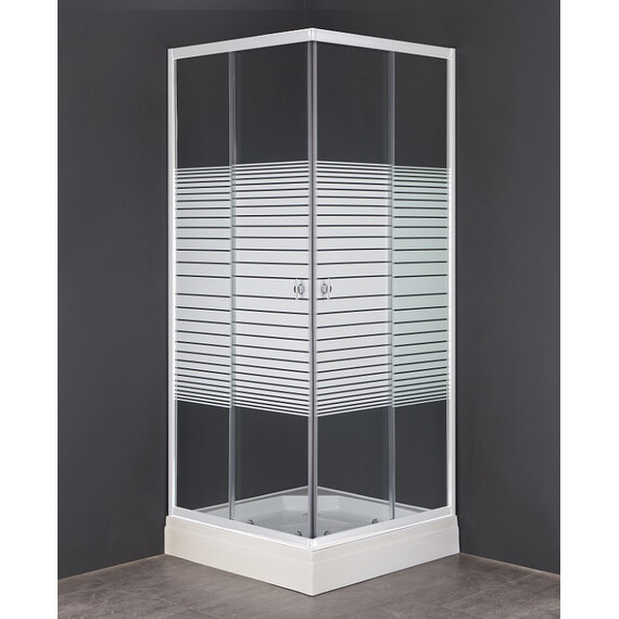 Душевое ограждение Loranto CS-8024S 90х90 см, белый/узор - фото 2