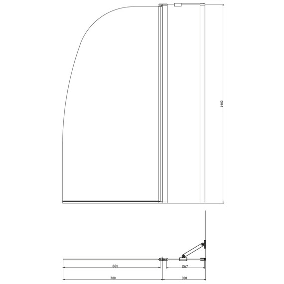 Шторка для ванны Azario AZ-142 100х140 см, хром/прозрачное - фото 7