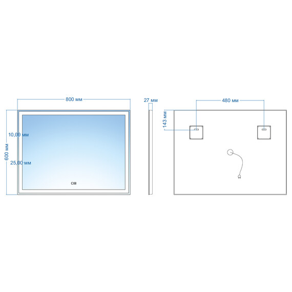 Зеркало Azario Ливия Led 80 см - фото 3