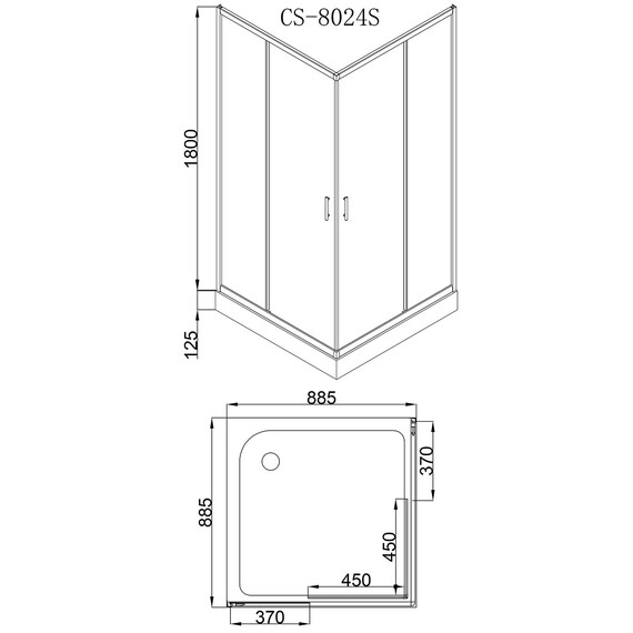 Душевое ограждение Loranto CS-8024S 90х90 см, белый/узор - фото 3