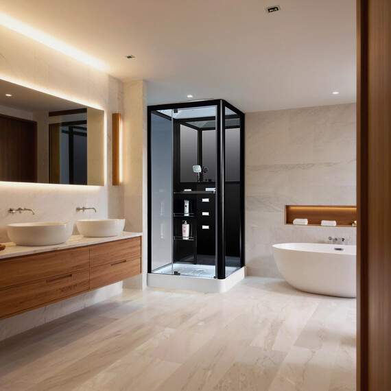 Гидробокс Loranto Selak CS 126-3A L 100х90х215, чёрный/прозрачное - фото 2