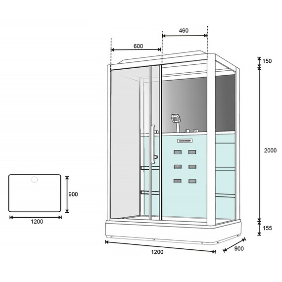 Гидробокс LORANTO CS 127 L 90х120х215, белый/прозрачное - фото 3