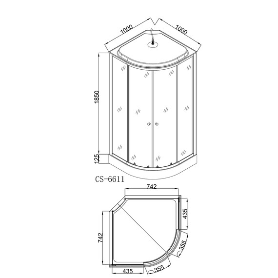 Душевая кабина Loranto CS-6611 G 100х100 см, хром/тонированное - фото 3