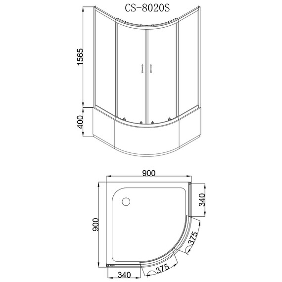 Душевое ограждение Loranto CS-8020S 90х90 см, сатин/матовое - фото 3