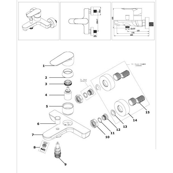 Смеситель для ванны Azario Leya AZ-15920501 - фото 3