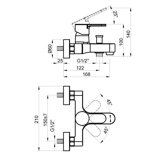 Смеситель для ванны Azario Tevis AZ-15490501 - фото 3