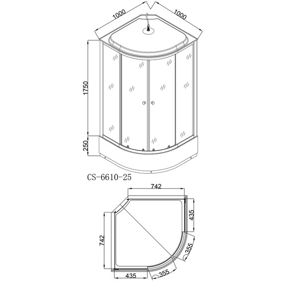 Душевая кабина Loranto 100х100 см CS-6610-25GB 100, черный/серое - фото 3