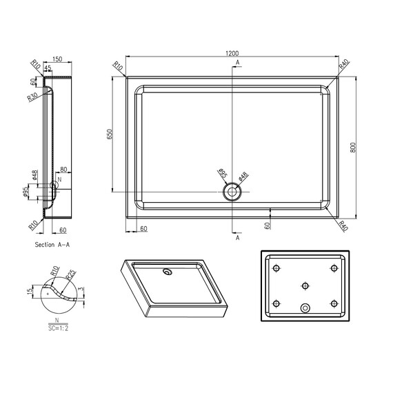 Акриловый поддон Azario 120х80 см P1812 - фото 2