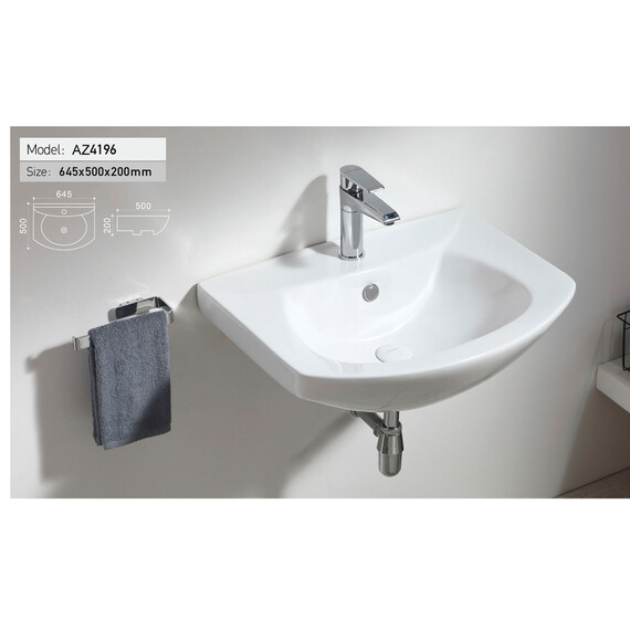 Раковина подвесная Azario 64 см AZ-4196 - фото 2