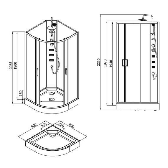 Душевая кабина Loranto Neo 90х90 см CS-21811, чёрный/прозрачное - фото 7