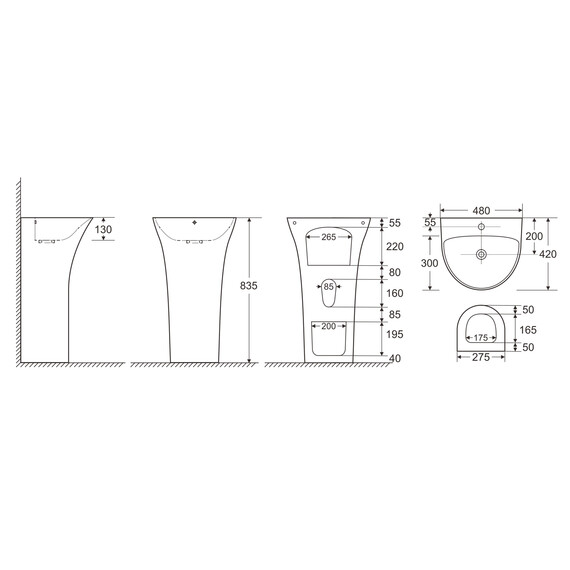 Раковина напольная Azario Fretta Round 48 см - фото 9