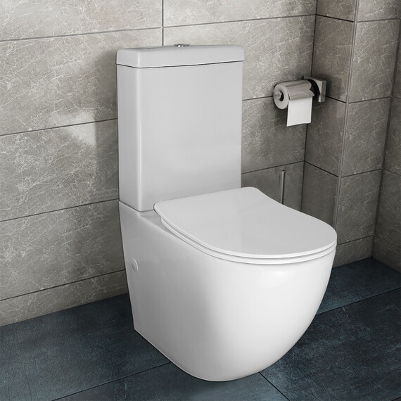 Унитаз-компакт безободковый Azario Renda AZ-8693 с крышкой микролифт - фото 