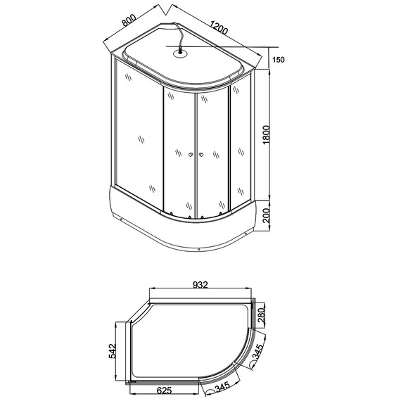 Душевая кабина Loranto 120х80 см CS-66120-20L GB 120, черный/серое - фото 3