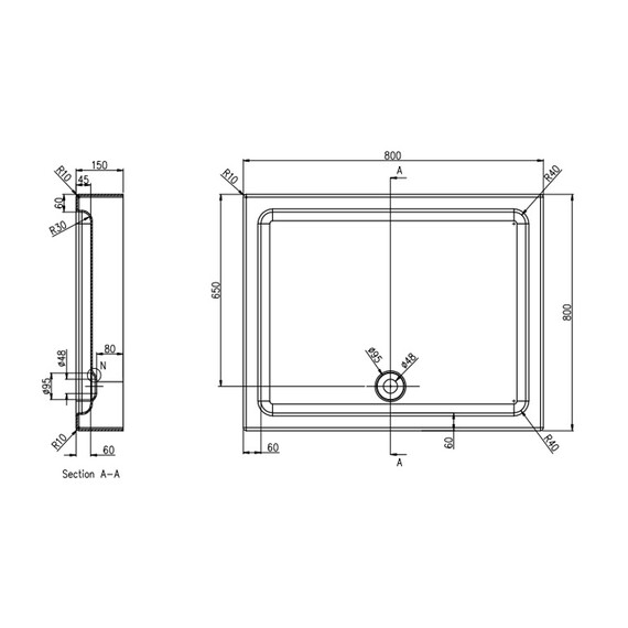Акриловый поддон Azario Toronto 80х80 см P18 R/L - фото 2