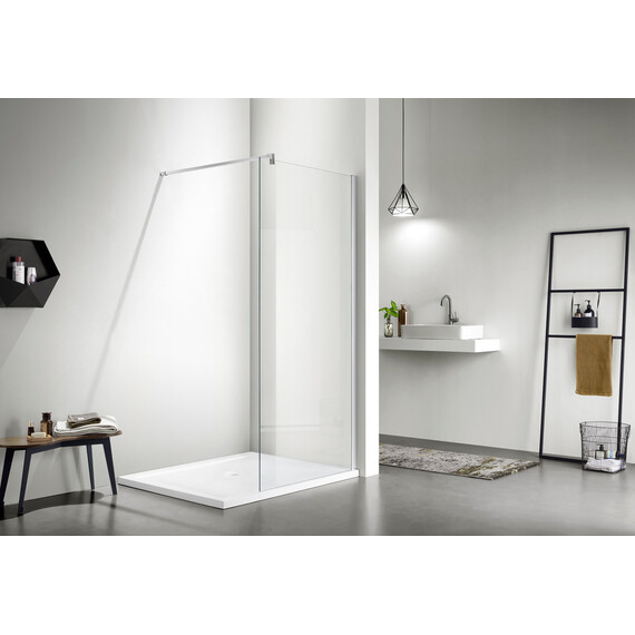 Душевая перегородка Azario Chicago Walk-in 90 см AZ-NAR6310 900 (стекло 8 мм) с кронштейном в комплекте, хром/прозрачное - фото 3