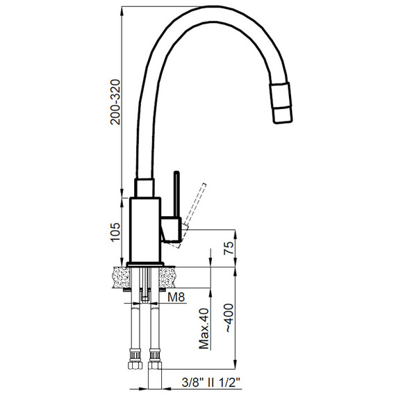 Смеситель для кухни Azario Tasco AZ-15494321 гибкий излив, цвет чёрный/хром., Цвет производителя: хром чёрный - фото 2