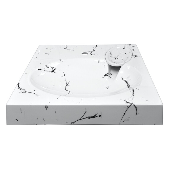 Раковина над стиральной машиной Azario Carmen 60 см CS00078503, белый мрамор - фото 2