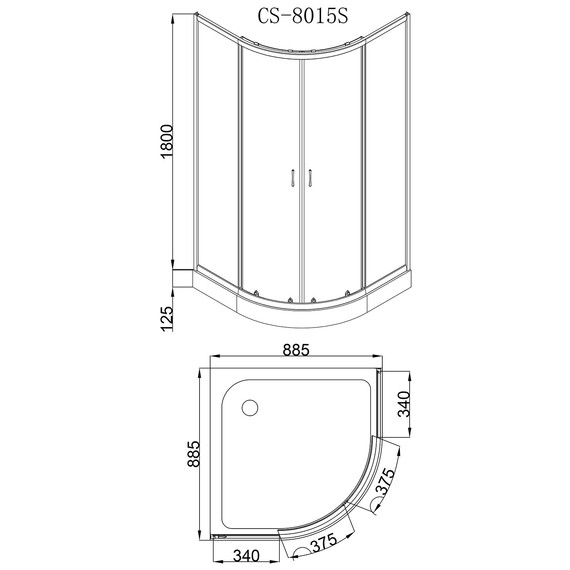 Душевое ограждение Loranto 90x90 см CS-8015GB 90, хром/серое - фото 3