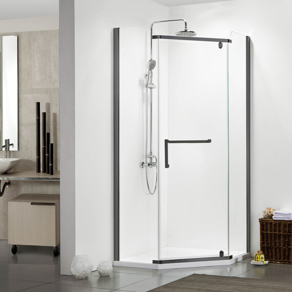 Душевое ограждение Azario Edmonton 90х90 см AZ-NNC3231-1 900 BLACK (стекло 8 мм) черный/прозрачное - фото 2