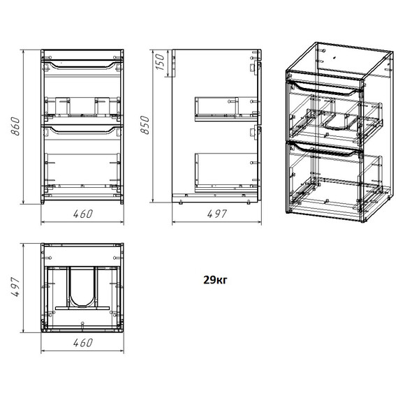 Тумба напольная с раковиной-столешницей Azario Magenta 110 см R CS00079140 - фото 3