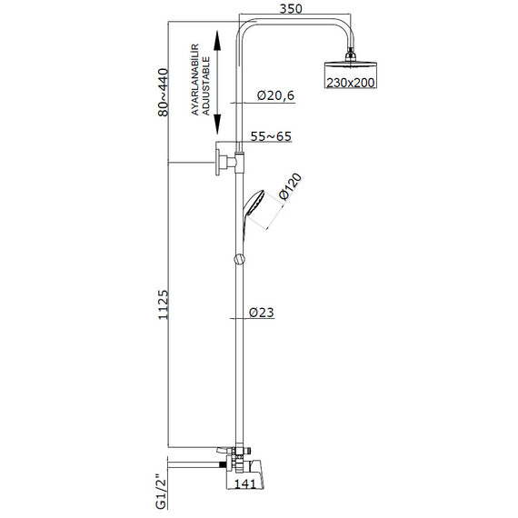 Душевая стойка Azario Treya AZ-15780121 - фото 2