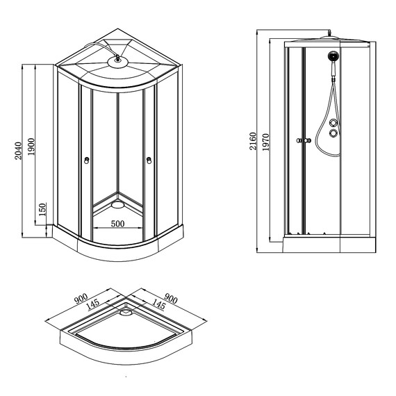 Душевая кабина Loranto Neo 90x90 см CS-22109, чёрный/прозрачное - фото 9