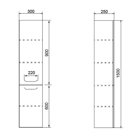 Пенал подвесной Azario Ника 30 см CS00080414, универсальный, белый - фото 3