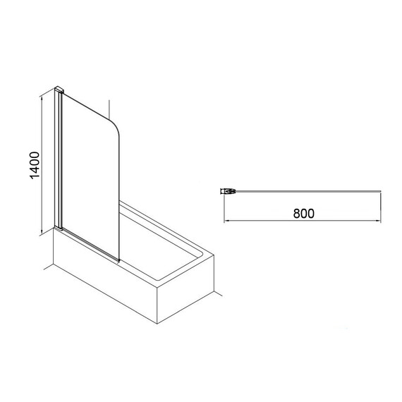 Шторка для ванны Azario Merrit 80х140 см AZ-NF6310 800, хром/прозрачное - фото 3