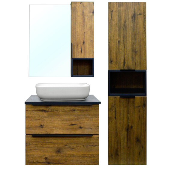 Зеркало-шкаф Azario Gris 90 см CS00080416, дуб веллингтон - фото 4