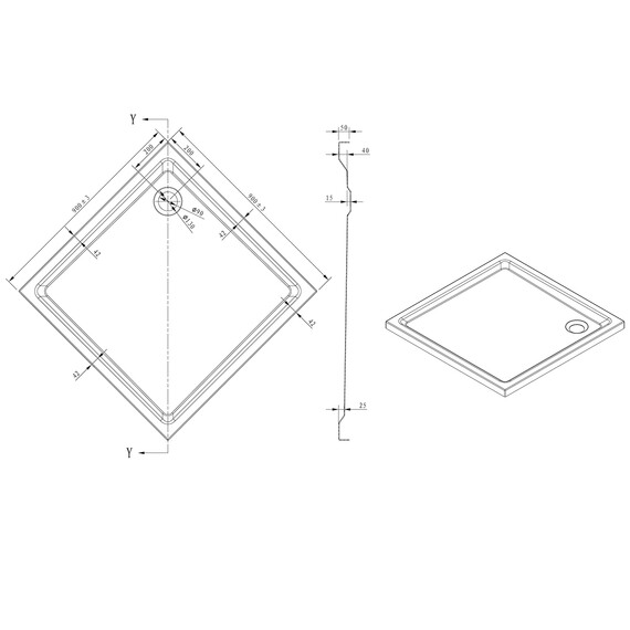 Поддон акриловый Loranto Neo 90x90 см CS-15056 - фото 2