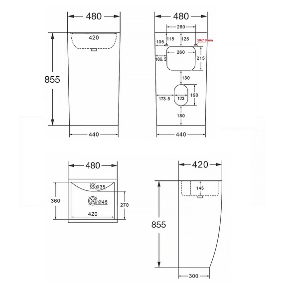 Раковина напольная Azario Comella 48 см AZ-314 - фото 5