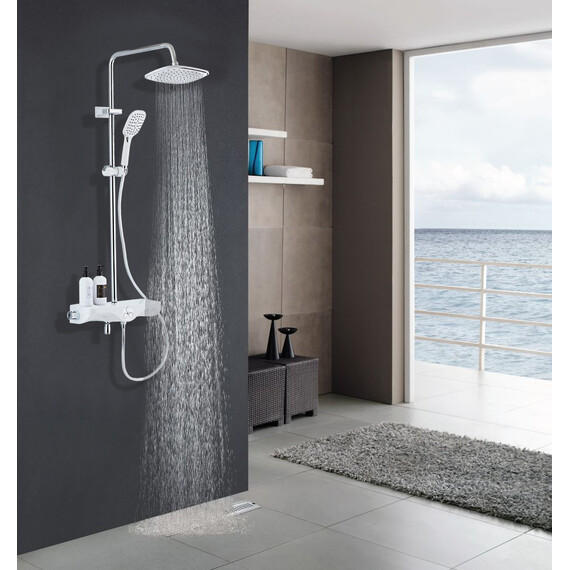 Душевая стойка с термостатом Azario AZ-821, хром/белый - фото 5