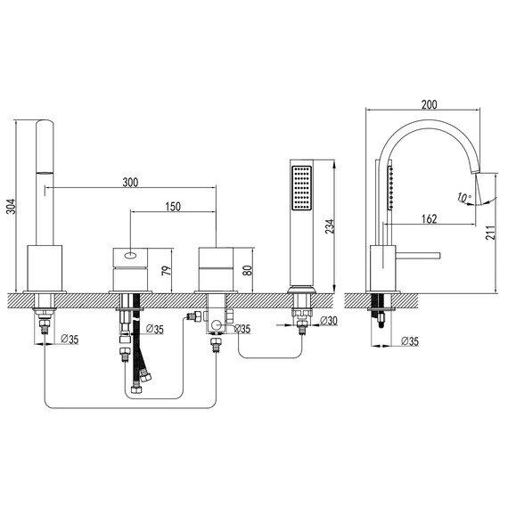 Смеситель для ванны Azario Delicate AZ-QA28173PA-0307APA, черный, Цвет производителя: чёрный - фото 2