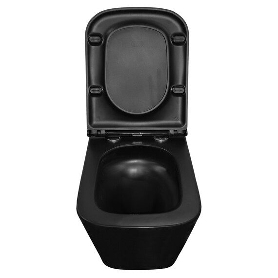 Унитаз подвесной безободковый Azario Teramo AZ-0052-UQ3MB с крышкой микролифт (система смыва Торнадо) чёрный матовый, Цвет производителя: чёрный матовый - фото 7