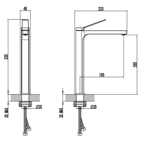 Смеситель для раковины высокий Azario Vise AZ-VQQ168R30PA, черный, Цвет производителя: чёрный - фото 2