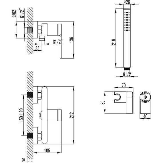 Смеситель для душа Azario Vincente AZ-VRZ338326PA, черный, Цвет производителя: чёрный - фото 6