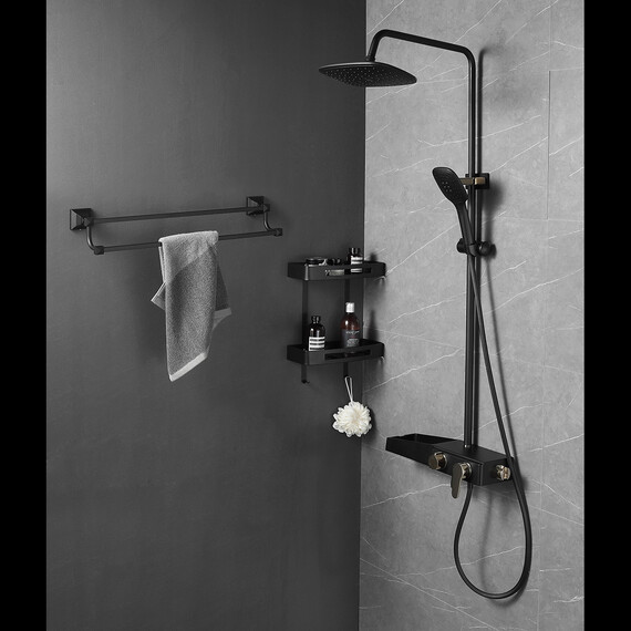 Душевая стойка Azario AZ-801-2, черный/золото, Цвет производителя: чёрный, золото - фото 5