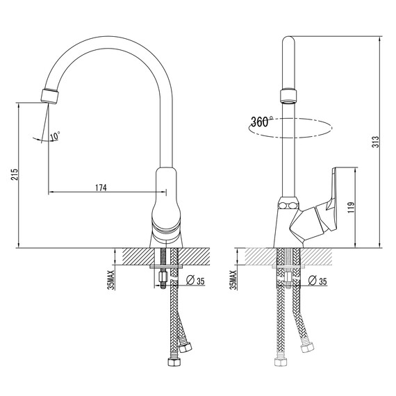 Смеситель для кухни Azario AZ-HU245897 - фото 2