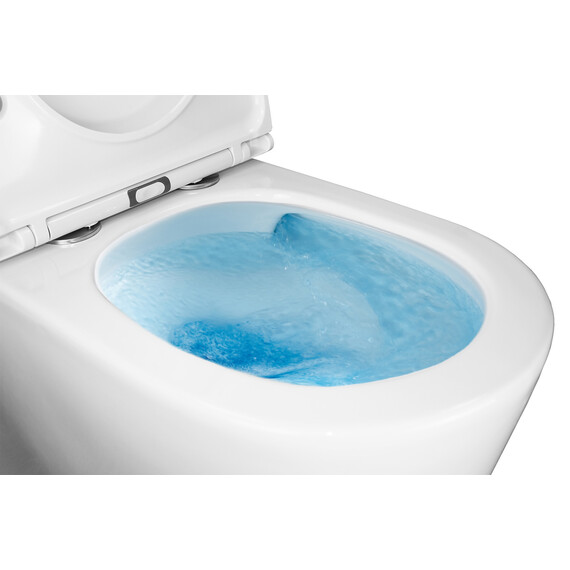 Унитаз-компакт безободковый Azario Conto AZ-T005BR с тонкой крышкой микролифт (Система смыва торнадо), Цвет производителя: белый - фото 7