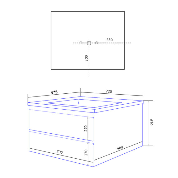 Тумба подвесная с раковиной Azario Мила 70 см CS00082786 - фото 6
