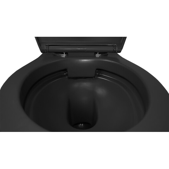 Унитаз подвесной безободковый Azario Keras AZ-99046B с тонкой крышкой микролифт, чёрный матовый, Цвет производителя: чёрный матовый - фото 5