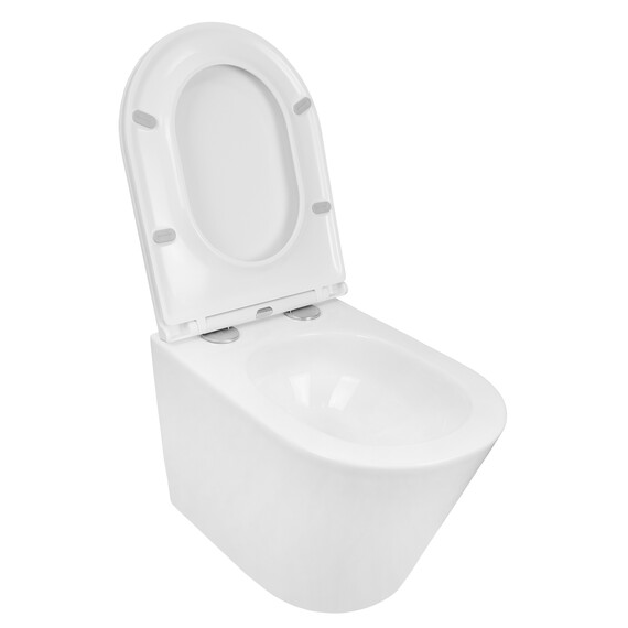 Унитаз подвесной безободковый Azario Teramo AZ-0053-UQ3 (система смыва Торнадо) с тонкой крышкой микролифт, Цвет производителя: белый - фото 4