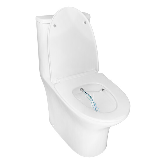 Унитаз-моноблок безободковый с функцией биде Azario Sente AZ-8614B с тонкой крышкой микролифт - фото 2