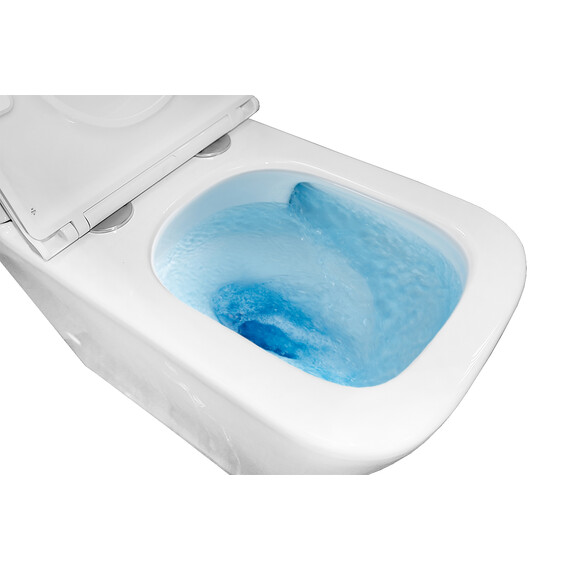 Унитаз-компакт безободковый Azario Quadro AZ-2175 UQ1 с крышкой микролифт, белый (Система смыва торнадо) - фото 3