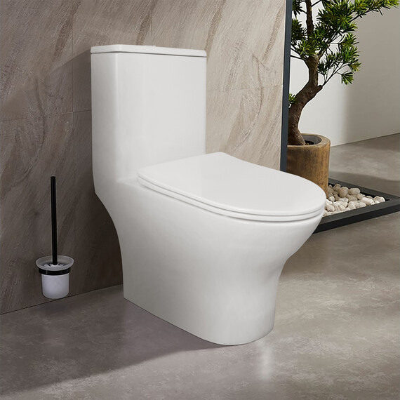 Унитаз-моноблок безободковый Azario Terni AZ-8618 с крышкой микролифт - фото 11