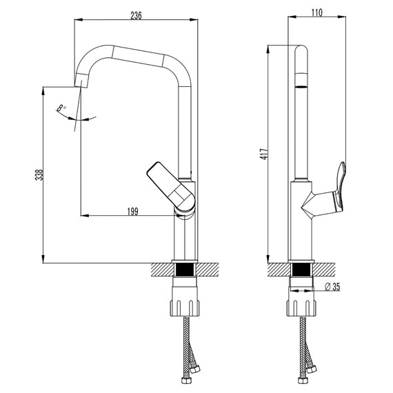 Смеситель для кухни Azario Ability AZ-VQR568073PA, черный, Цвет производителя: чёрный - фото 2