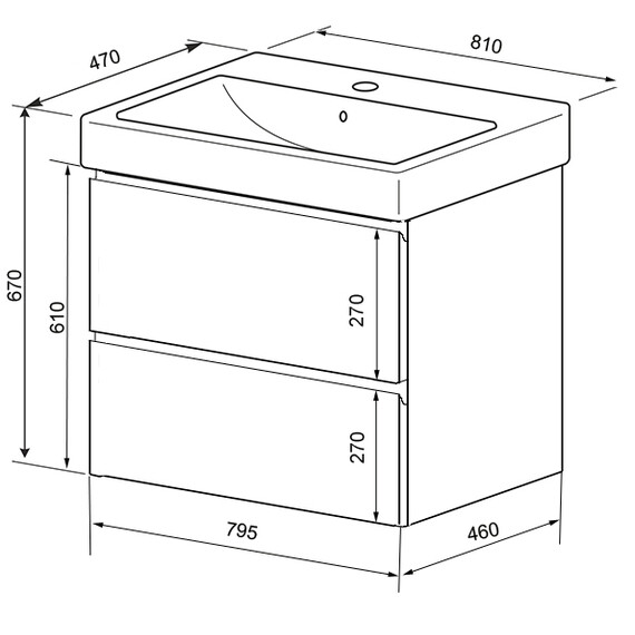 Тумба подвесная с раковиной Azario Мила 80 см CS00080142 - фото 4